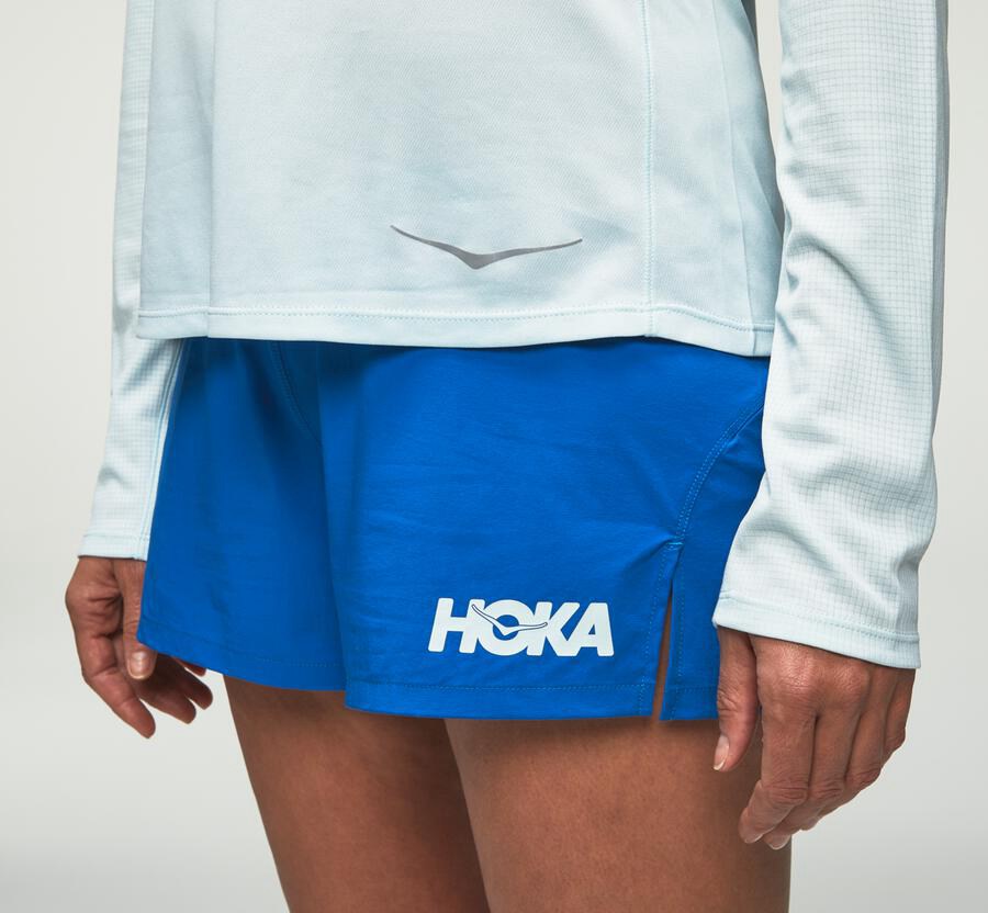 Top Hoka One One Mujer - Performance Largos Sleeve - Azules - MCX037694